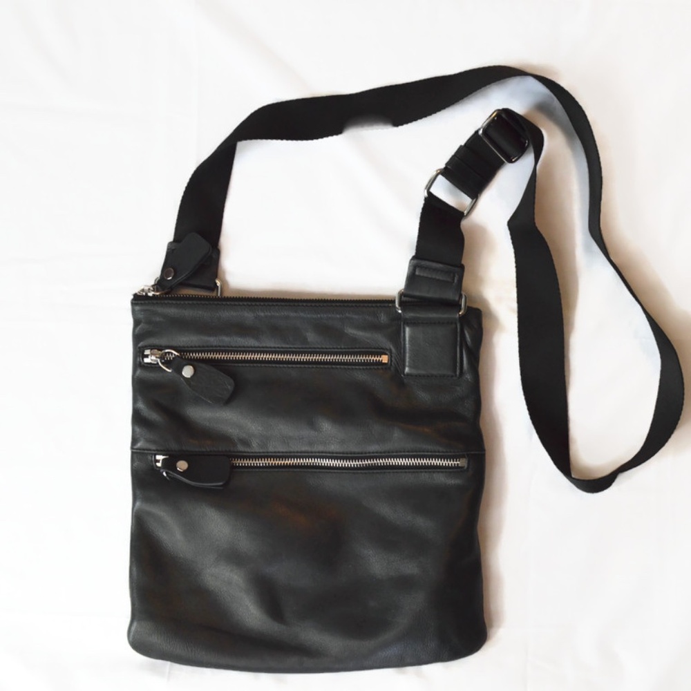 Margot Black Pebbled Buttery Soft Leather Crossbody Bag Adjustable Strap